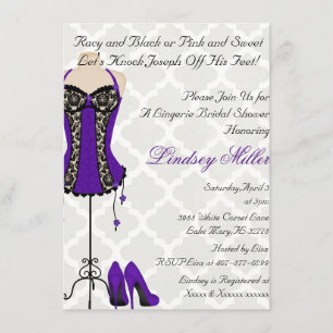 Invitation à la douche nuptiale noire et violette