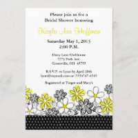 Invitation à la douche nuptiale noire jaune