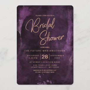 Invitation à la douche nuptiale noire violet et Ro