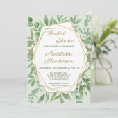 Invitation à la douche nuptiale or et verdure (Debout devant)