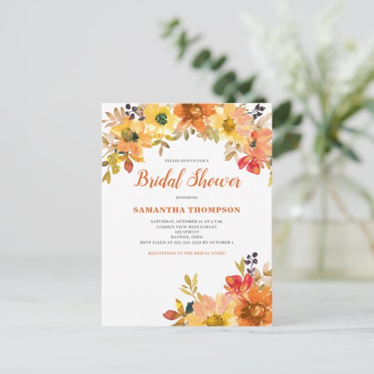 Invitation à la douche nuptiale orange brûlée (Debout devant)