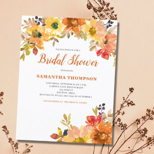 Invitation à la douche nuptiale orange brûlée