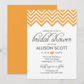 Invitation à la douche nuptiale Orange Chevron (Devant / Derrière)