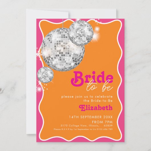 Invitation à la douche nuptiale Orange & Pink Disc (Devant)