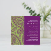 Invitation à la douche nuptiale Paisley Purple & G (Debout devant)