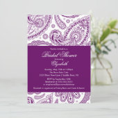 Invitation à la douche nuptiale Paisley Purple & W (Debout devant)