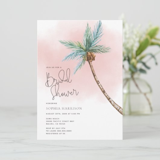 Invitation à la douche nuptiale Palm Tree (Debout devant)