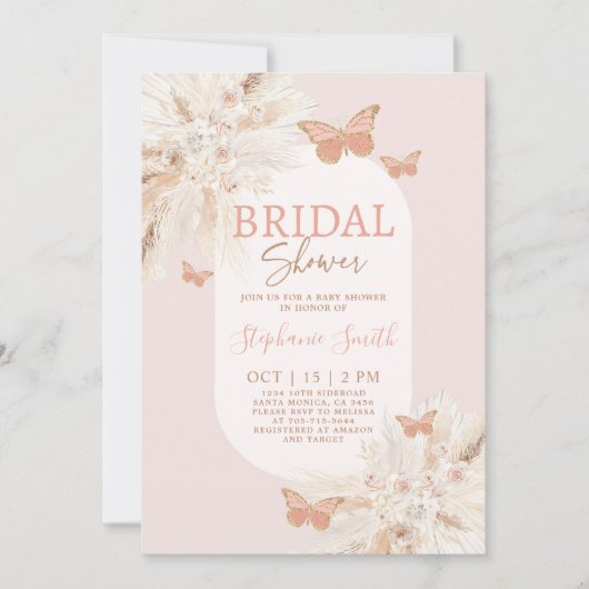 Invitation à la douche nuptiale papillon (Devant)