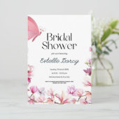 Invitation à la douche nuptiale Papillons et fleur (Debout devant)