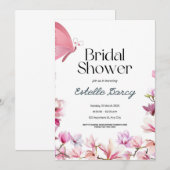 Invitation à la douche nuptiale Papillons et fleur (Devant / Derrière)