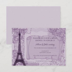 Invitation à la douche nuptiale parisienne violet