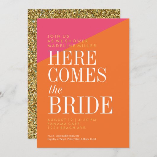 Invitation à la douche nuptiale, Parties scintilla (Devant / Derrière)