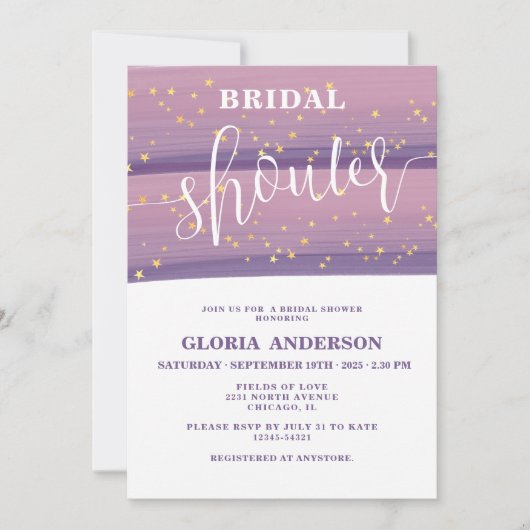 Invitation à la douche nuptiale Pastel Mauve (Devant)