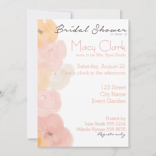 Invitation à la douche nuptiale Peach Blush (Devant)