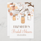 Invitation à la douche nuptiale Peach Mason Jars (Devant / Derrière)