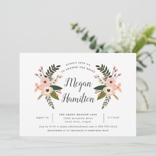 Invitation à la douche nuptiale Peach Meadow (Debout devant)