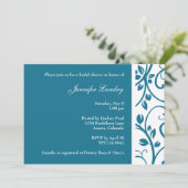 Invitation à la douche nuptiale Peacock Blue Flora (Debout devant)