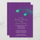 Invitation à la douche nuptiale Peacock Feathers (Devant / Derrière)