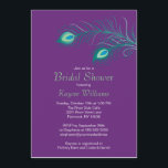 Invitation à la douche nuptiale Peacock Feathers<br><div class="desc">Commencez votre évènement dès maintenant avec notre invitation à la douche nuptiale Peacock Feathers sur un riche arrière - plan violet. customisez simplement notre invitation avec vos informations mariages et vous êtes tous prêts à partir. Disponible dans d'autres combinaisons de couleurs dans notre boutique www.celebrateitweddings.com. Consultez nos notes de remerciement,...</div>