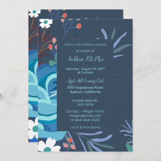 Invitation à la douche nuptiale peinte (Devant / Derrière)