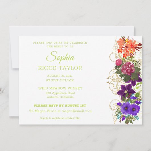 Invitation à la douche nuptiale peinte (Devant)