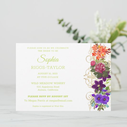 Invitation à la douche nuptiale peinte (Debout devant)