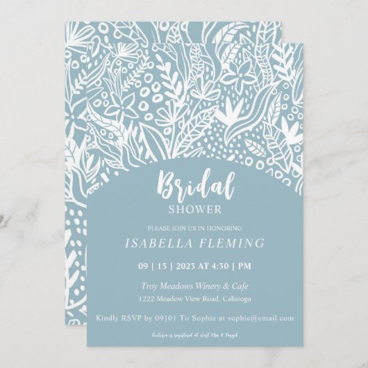 Invitation à la douche nuptiale peinte blanche (Devant / Derrière)