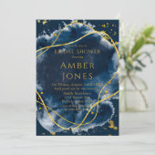 Invitation à la douche nuptiale peinte en or bleu  (Debout devant)