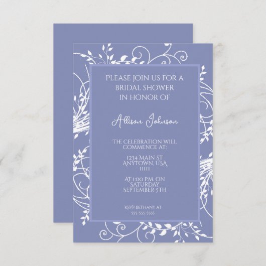 Invitation à la douche nuptiale Periwinkle (Devant / Derrière)