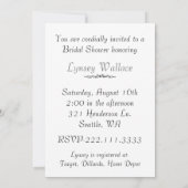Invitation à la douche nuptiale personnalisable (Dos)