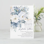 Invitation à la douche nuptiale Pétale Bleue (Debout devant)