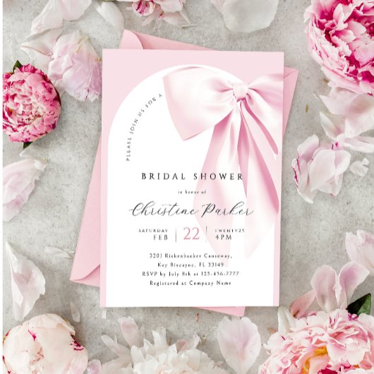Invitation à la douche nuptiale Pink Bow Arch