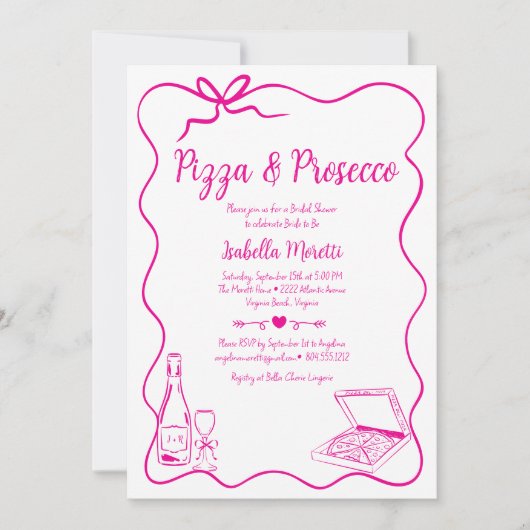 Invitation à la douche nuptiale Pizza et Prosecco (Devant)