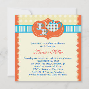 Invitation à la douche nuptiale Pot de thé Polka D