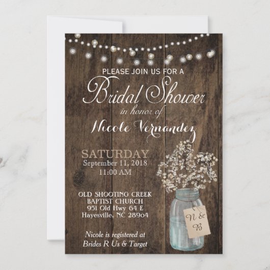 Invitation à la douche nuptiale pour bébé en bois (Devant)