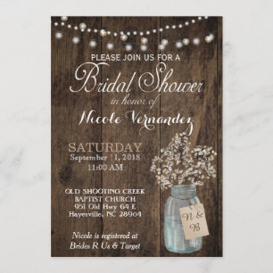 Invitation à la douche nuptiale pour bébé en bois