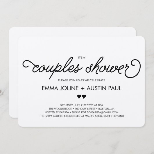 Invitation à la douche nuptiale pour les couples - (Devant / Derrière)