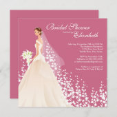 Invitation à la douche nuptiale pour mariée élégan (Devant / Derrière)