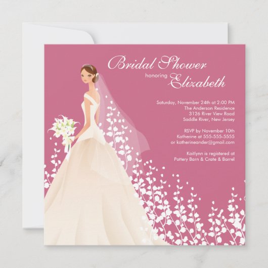 Invitation à la douche nuptiale pour mariée élégan (Devant)
