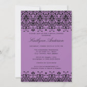 Invitation à la douche nuptiale pourpre et noire (Devant)