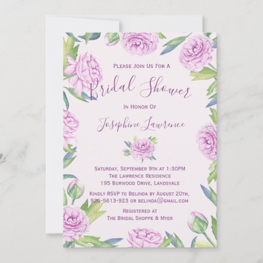 Invitation à la douche nuptiale pourpre Ranunculus (Devant)