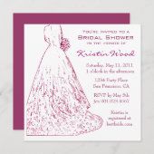 Invitation à la douche nuptiale Raspberry (Devant / Derrière)