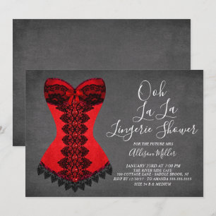 Invitation à la douche nuptiale Red Corset Lingeri