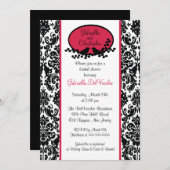 Invitation à la douche nuptiale Red Damask (Devant / Derrière)