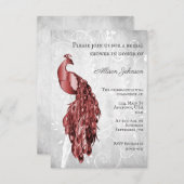 Invitation à la douche nuptiale Red Peacock (Devant / Derrière)