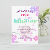 Invitation à la douche nuptiale rétro Floral Disco (Debout devant)