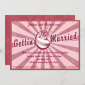 Invitation à la douche nuptiale Retro Wow - Magent (Devant / Derrière)