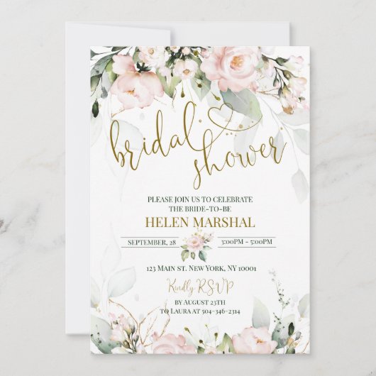 Invitation à la douche nuptiale rose (Devant)