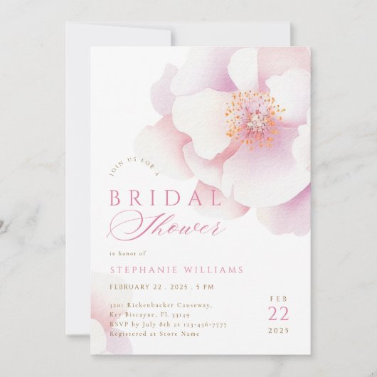 Invitation à la douche nuptiale rose (Devant)