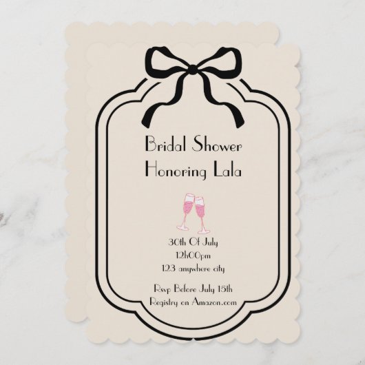 Invitation à la douche nuptiale rose (Devant / Derrière)